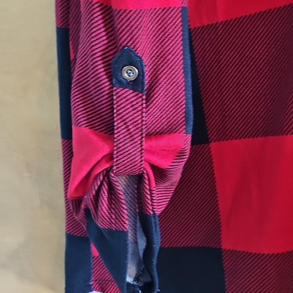 New York Laundry Red and Black Plaid Button-Up Shirt - Picture 2 of 4